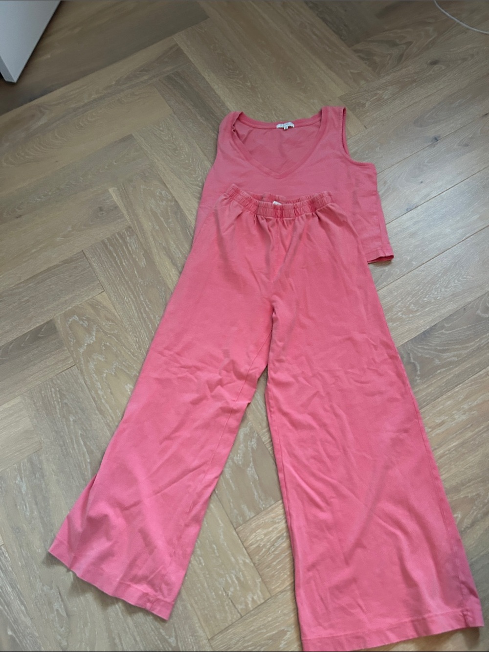 Z Supply Coral Pink Sleep Tank with Wide-Leg Pajama Pants